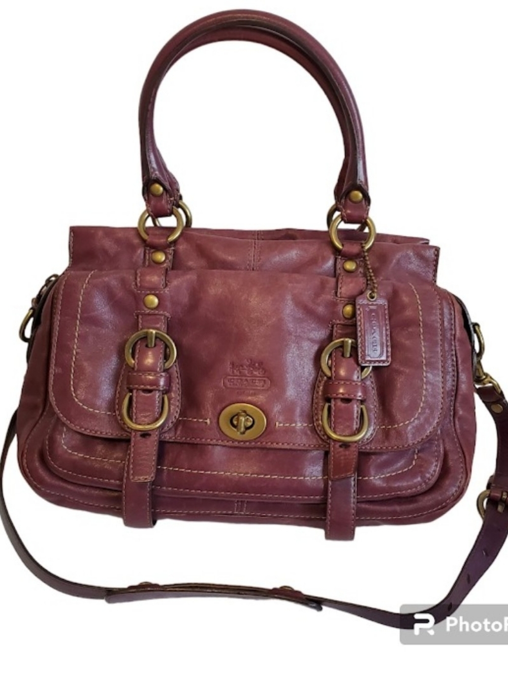 Coach Legacy Garcia Leather Bag 65 Anniversary Plum Purple Striped Lining 12704